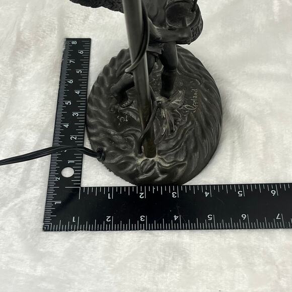 Art Nouveau Style Cherub Accent Lamp With Ruffled Glass Shade & Iffland Mark - Picture 12 of 12